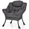 COSTWAY Sessel gepolstert, Relaxsessel mit Armlehnen & Seitentasche, Loungesessel, Fernsehsessel, Ohrensessel für Wohnzimmer, Schlafzimmer, Büro (Grau)