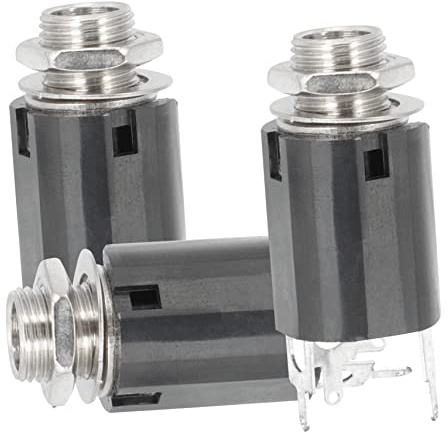 ELAYARD 3 Stück 6,35-mm Gitarrenbuchse Trs Stereo Einbaubuchse Panel Mount Mikrofonanschluss Für Akustische Gitarre Mit Montagebohrungen Langlebiges Metallgehäuse Gitarrenzubehör Für Heimwerker