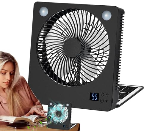 Generico Solar, Cooling Gadget, 7.2x2.36x8.19 Inches Rechargeable Folding Device & Quiet Breeze Tool, Survival Gear for Home, Camping, Beach, Tent, Hikers, Outdoor Adventures and Travel