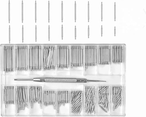 Homirty 270 Stück Uhrenarmband Splinte Set,1,5 mm Durchmesser Uhrenarmband Stifte Federstege Werkzeug,Edelstahl Uhrband Link Pins,mit Uhrband Pin Entferner Uhrenstifte,8mm-25mm