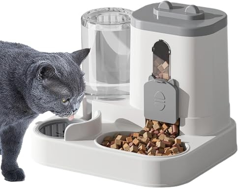 Dispensador Automático De Comida para Gatos | Automático para Alimento Seco y Agua para Gatos | Estación De Alimentación Y Bebedero para Perros Pequeños Medianos Cachorros En Interior para Hogar