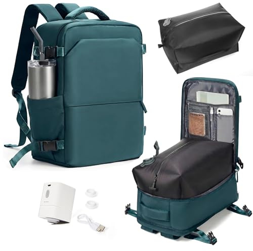 kibachev Mochila de Vacío con Bomba Eléctrica, Mochila Viaje Cabina Avion 40x30x20 Ryanair con Bolsas Vacio,Mochilas Portatil Cabina Avion Impermeable Travel Backpack