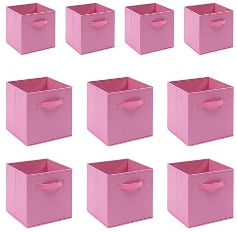 BonChoice Foldable Storage Cube Box (10, Pink, 30x30x30cm)