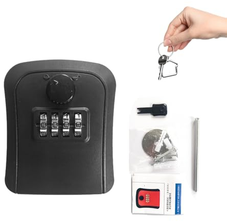 Wisylizv Cassetta Portachiavi - Cassetta Sicurezza Per Chiavi a Parete | Scatola Portachiavi Con Password a 4 Cifre | Cassaforte Da Muro Antitaglio Per Interno Esterno Casa Ufficio Cantiere