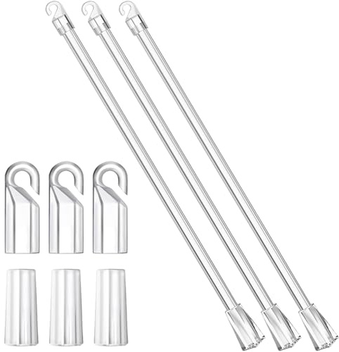 3PCS Blind Wand Replacement, 17 Inch Blind Tilt Wand with Hook and Grip, Replacement Pull Rods for Venetian Blinds Roller Blinds Vertical Blinds, Window Curtain Opener Accessories