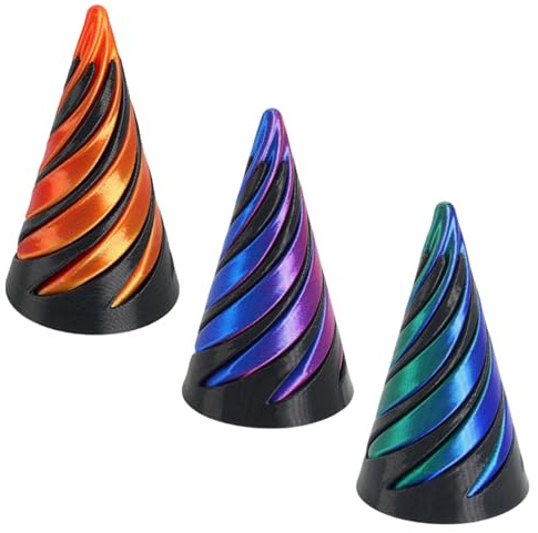 LEBKFT 3 Pcs 3D Printed Spiral Cone Fidget Toys, Impossible 3D Spiral Pyramid Fidgets for Stress Relief and Focus Sensory Toys for Adults and Kids Home Office Desk Decoration Gifts (Combination B)