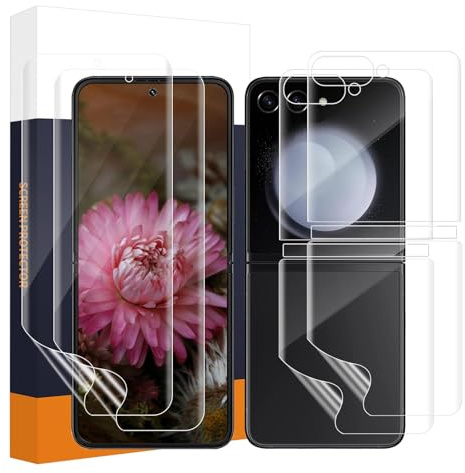 Carantee 2+2 TPU Verre Trempé pour Samsung Galaxy Z Flip 6 5G, Anti Rayure Vitre Protection+Film Arrière, Couverture transparente 3D, Tactile sensible, HD Bubble Free Z Flip 6 Film Protection écran