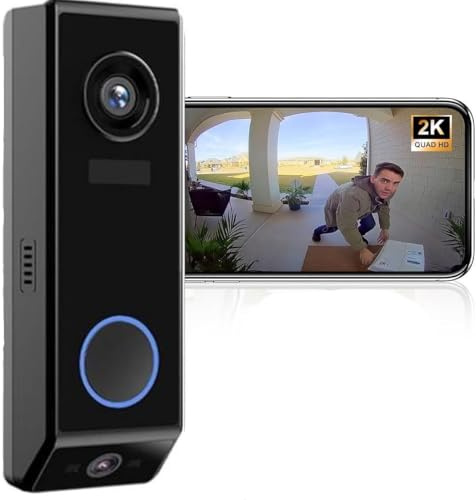 Video Doorbell Security Camera Dual Lens - 2K HD with Colour Night Vision & Delivery Guard, No Monthly Fee, Alexa & Google Home Compatible, Weatherproof for Outdoor Use