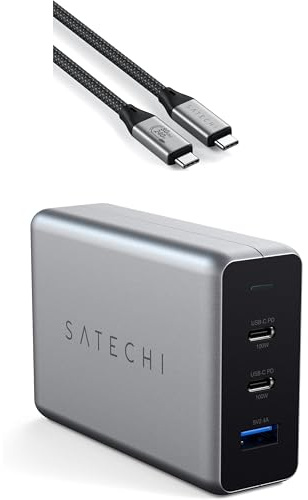 SATECHI 100W USB C GaN Charging Station and USB4 V2 Pro Cable Bundle Dual USB C PD 240W 120Gbps 8K Display Charging Solution