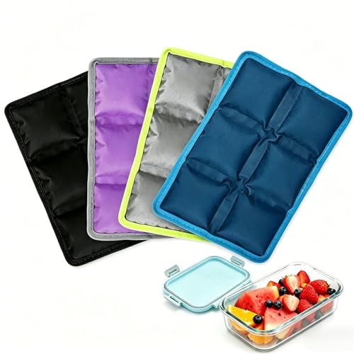 Small Ice Packs for Lunch Box, Slim Reusable Gel Ice Packs 4 PCS for Lunch Box, Mini Freezer Packs for Bento Box & Portable Cooler, Long Lasting Cold Packs for Food (6 x 4 x 0.7 in)