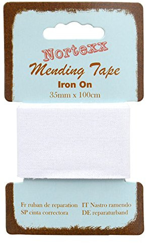 Nortexx Iron On Repair Tape-White, 100% Cotton, 14 x 8 x 1 cm