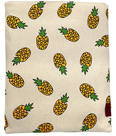LParkin Protège-livre Ananas Taille S M Pochettes de livre Cadeau adolescent (petit) Jaune Coton Polyester Fermeture éclair