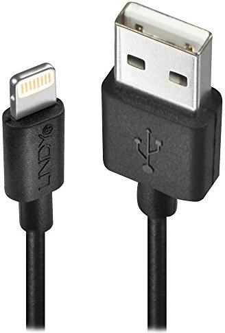 LINDY 0.5m USB to Lightning Cable, Black