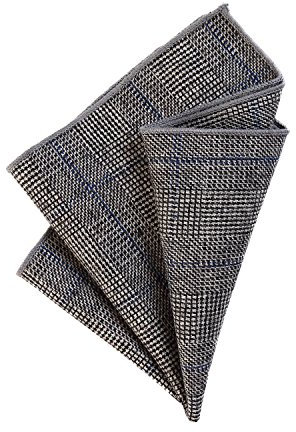 DonDon Herren Einstecktuch Taschentuch 23 x 23 cm Baumwolle Tweed Look dunkelgrau-blau kariert