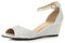 Womens Ladies Low mid Wedge Heel Ankle Strap Casual Evening Sandals, 7 UK, Silver Mesh Glitter