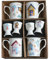 Beach Hut Bone China Mugs with Matching Egg Cups - Set of 4 Gift Boxed 10oz China Mugs & 4 eggcups Each Decorated with Colourful Beach Huts on Each