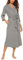 UNibelle Peignoir Femme Chemise de Nuit à Col en V Robe de Chambre Polaire à Manches 3/4 Peignoir Femme de Bain Tissu éponge pour Le Cadeau de Noël,A-gris Foncé,S