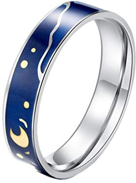 HIJONES Unisex Blaues Band Van Goghs Star Himmel Paar Ringe aus Edelstahl für Frau Romantisch Hochzeit Verlobung Schmuck Größe 50
