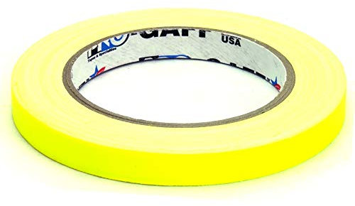 Pro Tapes Permacel Pro-Gaff fluoreszierendes Gaffer-Tuchband, 12 mm breit, 23 m lange Rolle, selbstklebendes Bastelband (fluoreszierendes Gelb)