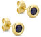 Orovi – Ohrringe rund aus 9 Karat Gelbgold (375) mit kreiertem Saphir (0.19 ct) – Ohrstecker Gold Damen mit Solitaire Edelstein in edler Zargenfassung – Allergenfrei & handgemacht (5 x 5 mm)