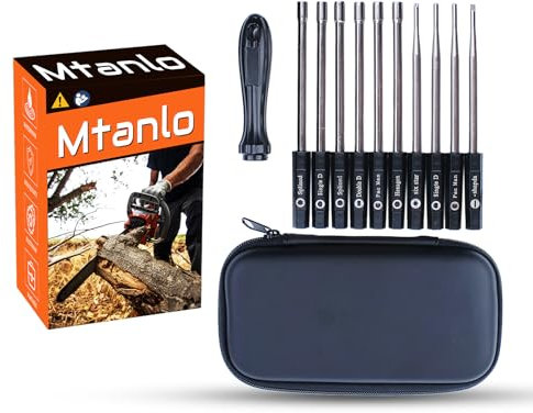 Mtanlo 10 Pièces Outil de Réglage de Carburateur Tournevis Kit avec Poignée Antidérapante Sac de Transport d'Outils pour Poulan Artisan 2 Cycles Petit moteur Tondeuse À Chains