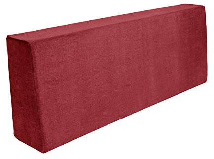 TexDeko BeSmart Rückenkissen 120x43x20/15cm für Palettenkissen mit Abperleffekt Samt-Stoff Bezug mit Reißverschluss waschbar für Palettenpolster (Bordeaux)