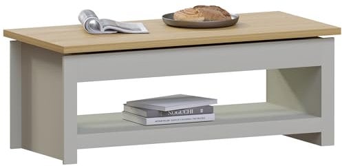 Vida Designs Arlington Coffee Table Sliding Top With Storage 1 Shelf MDF Living Room (Grey)