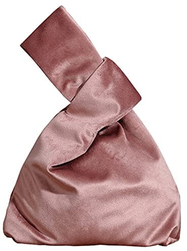 YuuTbiu Damen-Handtasche, eleganter Stil, Samt, tragbare börse, einfarbig, Knoten-Tasche, Geschenk für Frauen, Rosa