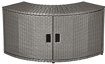 TEMPO STYLE Mobile MSpa per vasche idromassaggio quadrate | Scalino rettangolare con doghe in legno e struttura grigio effetto vimini | 85 x 21 x 30,5 cm