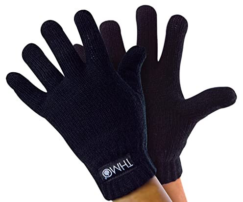 THMO Kinder Handschuhe für Winter Jungen Mädchen Warm Thermo Handschuhe mit Thinsulate Futter (6-7 Jahre, Schwarz)