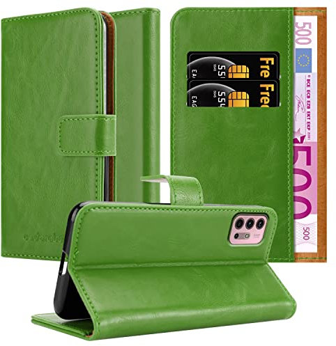 Cadorabo Hülle kompatibel mit Motorola Moto G10 / G30 aus Kunst Leder Flip Klappbare Stoßfeste Magnetische [Standfunktion] [Kartenfächern] Cover Hülle für Motorola Moto G10 / G30 Tasche in Grün