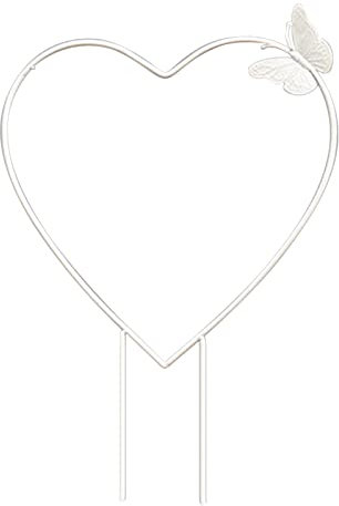 KHBNHJ Lot de 2 treillis de jardin en fer blanc pour plantes grimpantes, petit treillis en forme de cœur avec papillon, support pour plantes grimpantes pour tiges de jardin