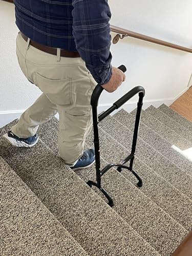 Rock Steady Cane Treppensteighilfe für Treppensteiger ermöglicht es Ihnen, Treppen einfach und mit weniger Schmerzen hinauf und hinunter zu gehen. Perfekter Schritthelfer für Menschen mit schmerzenden