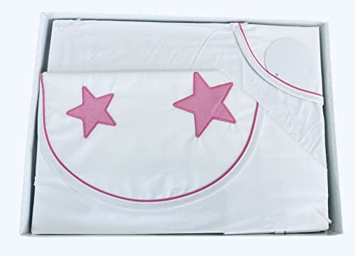 Danielstore Sabanas Bebé Algodón para Coche/CAPAZO 40X80 Primavera-Verano-Otoño (Bajera+encimera+Funda Almohada) (Corona Fresa)