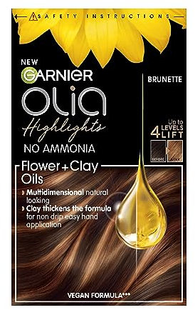 Garnier Olia Permanent Highlights For Brown Hair, Up to 4 Levels of Lift, Multidimensional Natural Results, Highlights Ombre or Balayage, No Ammonia for Softer & Silkier Hair