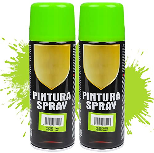Etrexonline Pintura Spray Multicolor Profesional 400ml Adecuado Metal Madera y Plástico - Color Verde Lima (Paquete de 2)