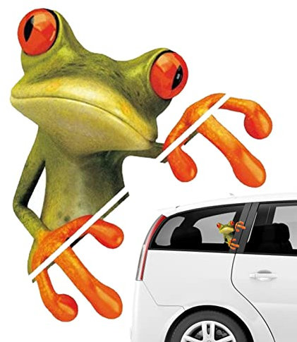 Lustige Autoaufkleber | Wasserdichter 3D-Aufkleber mit entspannendem Frosch für Autotüren | Cartoon-Rückspiegel-Computer-Dekorationen, neuartige Tier-Aufkleber für SUV-LKW Cypreason