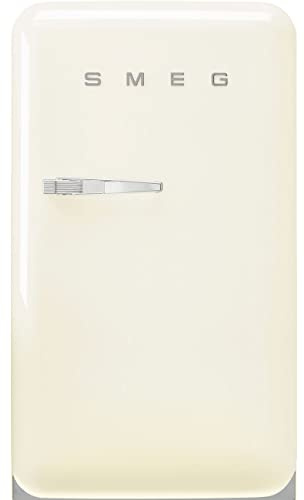 Smeg FAB10 50's Retro Style Aesthetic Refrigerator with 4.48 Cu Total Capacity, 2 Glass Shelves, LED Internal Light, 22-Inches, Cream Right Hand Hinge Made In Italy