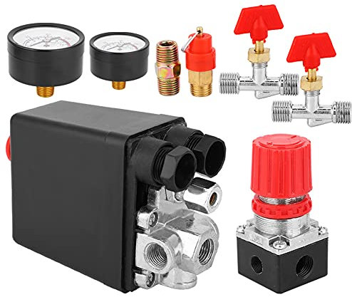 Air Compressor, 0.05 to 1.2 MPa Control Valve Assembly G2-1/4 Inch Square Air Compressor with Four Holes Partial Replacement Parts Suitable (Square Four Holes)