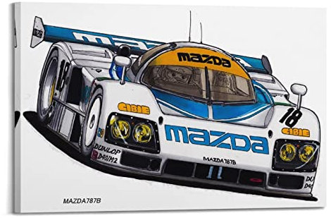Rennauto-Poster für Mazda 787B Sportauto-Poster, dekoratives Gemälde, Leinwand, Wandposter und Kunstbild, modernes Familien-Schlafzimmer, Dekor-Poster, 60 x 90 cm