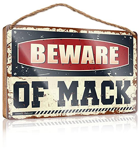 Dsoluuing Lustige Badezimmerschilder Wanddekoration Beware of Mack Holzschild Hello Winterschild Ehemann Geschenke (Größe: 20 x 30 cm)