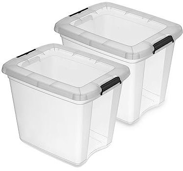 Kreher Aufbewahrungsboxen Robust Store mit Deckel in Transparenter Ausführung. In verschiedenen Größen (wählbar). Aus robustem Kunststoff. (2er 27 L)