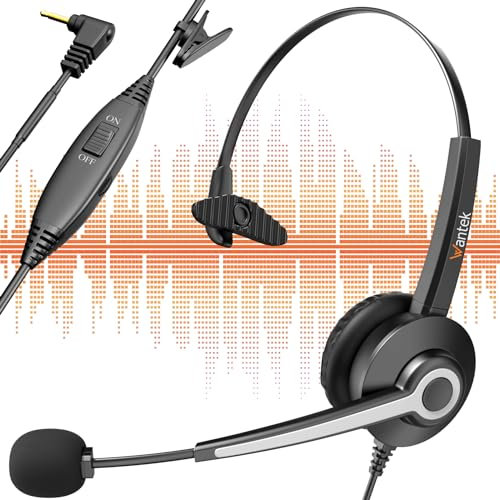 Auriculares de teléfono de 2,5 mm con micrófono cancelación de Ruido y Cable de desconexión rápida,Auriculares de teléfono Fijo de Oficina con Cable para Panasonic KXDT321 Gigaset C430A Cisco SPA
