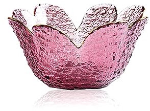 soulnioi Glass Dipping Bowl, Crystal Flower Shape Sauce Dishes, Gold Inlay Mini Snack Dessert Bowls for Home Wedding Party 11.5cm Diameter - Purple