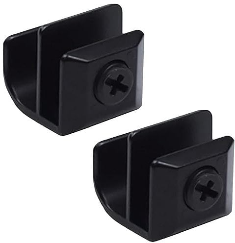 Heuskay Maniglie per Porta in Vetro - Manico Con Clip in Lega di Zinco, Senza Foratura, Morsetti per Porte da 3 a 5 mm, Cassetto Vetrina, C (Nero)