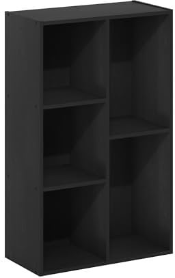 Furinno Luder 5-würfelig Reversibles offenes Regal, Blackwood, Schwarzes Holz