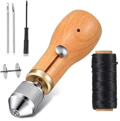 PPbreken Kit de PunzóN de Costura de, Herramientas Artesanales, MáQuina de Coser A Mano, Juego de Agujas de Hilo de Bloqueo, Herramienta de ReparacióN de Lienzo para Zapatero DIY