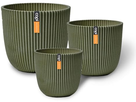 Capi Europe - Geschenkset Blumentopf Kugel Groove 'Made with' Kunstrasen grün - Set S - Blumentöpfe für drinnen und draußen - Hergestellt aus recycelten Materialien