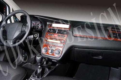 AUTOKLEIDUNG® Cockpit Dekor kompatibel mit Fiat Linea ab Baujahr 06/2007 10 Teile | 3D Wurzelholz Optik