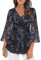Damenblusen Elegant 3/4 Arm Schwarz Lang Festliche Tunika Damen Lang Curvy Mode Abendmode Raffinierte Damen Oberteile Dreiviertelarm Bluse Verspielt Damenshirts Lässig Shirt mit Rüschenärmel,XXL